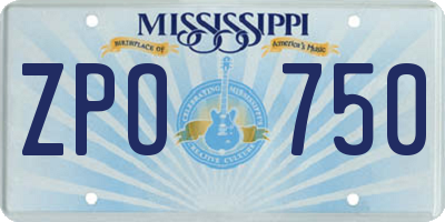 MS license plate ZPO750