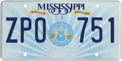 MS license plate ZPO751