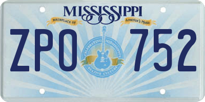 MS license plate ZPO752