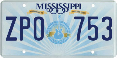 MS license plate ZPO753