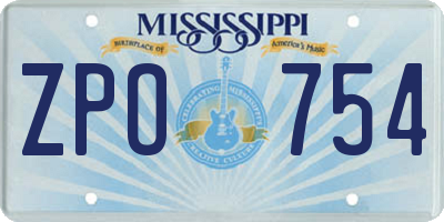 MS license plate ZPO754