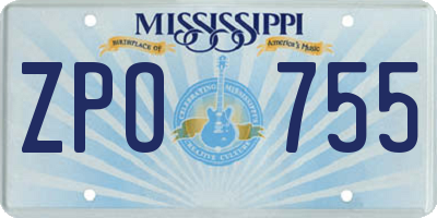 MS license plate ZPO755