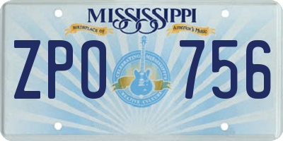 MS license plate ZPO756