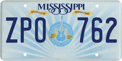MS license plate ZPO762