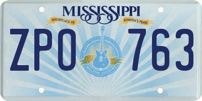 MS license plate ZPO763