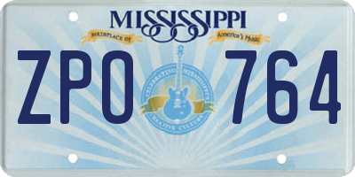MS license plate ZPO764