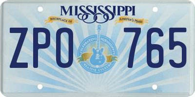 MS license plate ZPO765