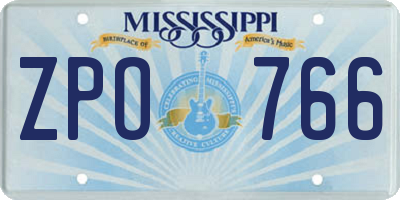 MS license plate ZPO766