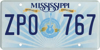 MS license plate ZPO767