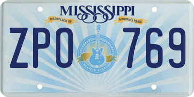 MS license plate ZPO769