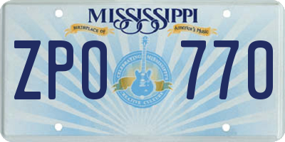 MS license plate ZPO770