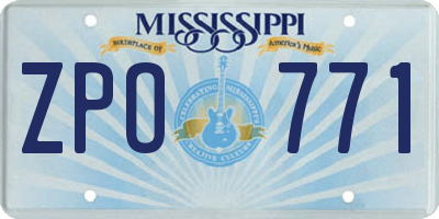 MS license plate ZPO771