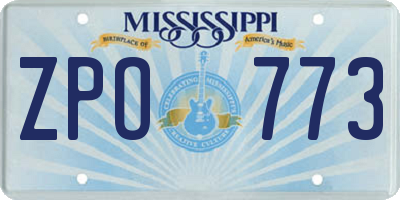 MS license plate ZPO773