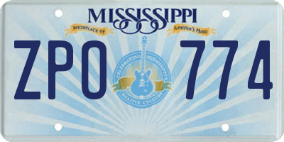 MS license plate ZPO774
