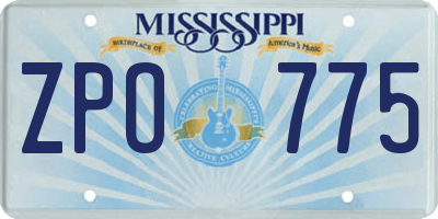 MS license plate ZPO775