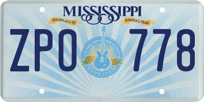 MS license plate ZPO778