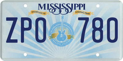 MS license plate ZPO780