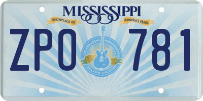 MS license plate ZPO781