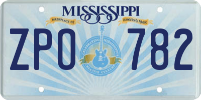 MS license plate ZPO782