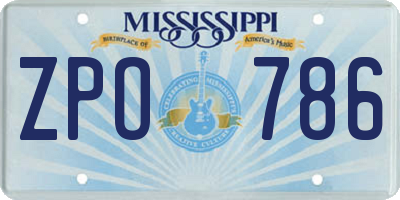 MS license plate ZPO786