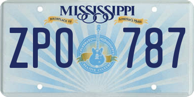 MS license plate ZPO787