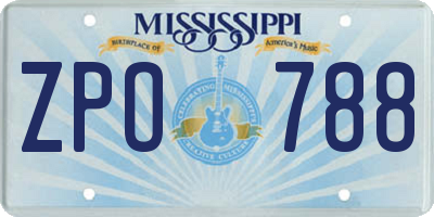 MS license plate ZPO788