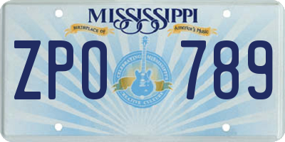 MS license plate ZPO789