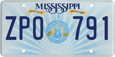MS license plate ZPO791