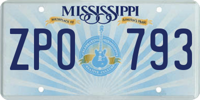 MS license plate ZPO793