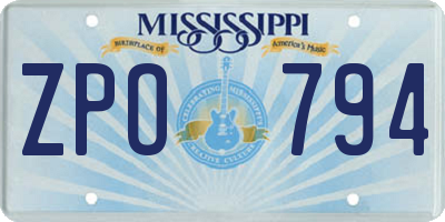 MS license plate ZPO794