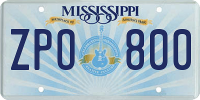 MS license plate ZPO800