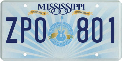 MS license plate ZPO801