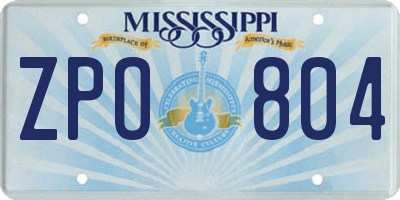 MS license plate ZPO804