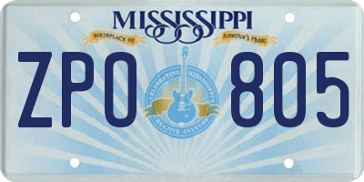 MS license plate ZPO805