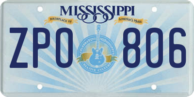 MS license plate ZPO806