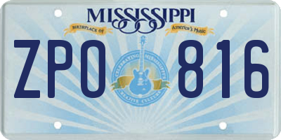MS license plate ZPO816