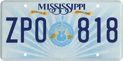 MS license plate ZPO818