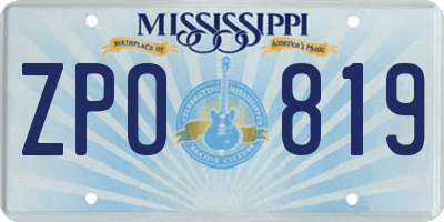MS license plate ZPO819