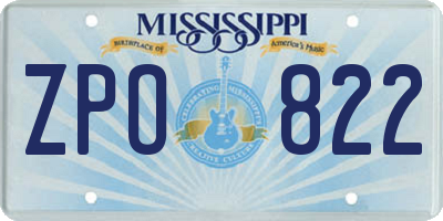 MS license plate ZPO822
