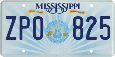 MS license plate ZPO825