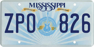 MS license plate ZPO826