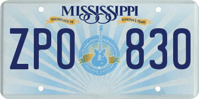 MS license plate ZPO830