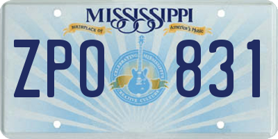 MS license plate ZPO831