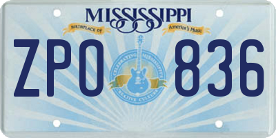 MS license plate ZPO836