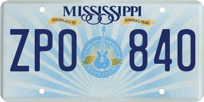 MS license plate ZPO840
