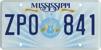 MS license plate ZPO841