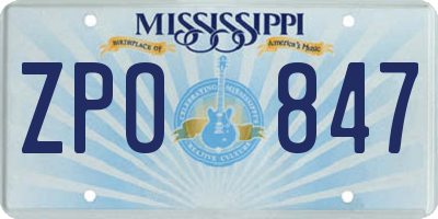 MS license plate ZPO847