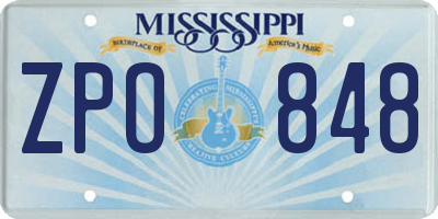 MS license plate ZPO848