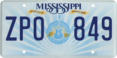 MS license plate ZPO849