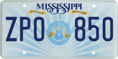 MS license plate ZPO850